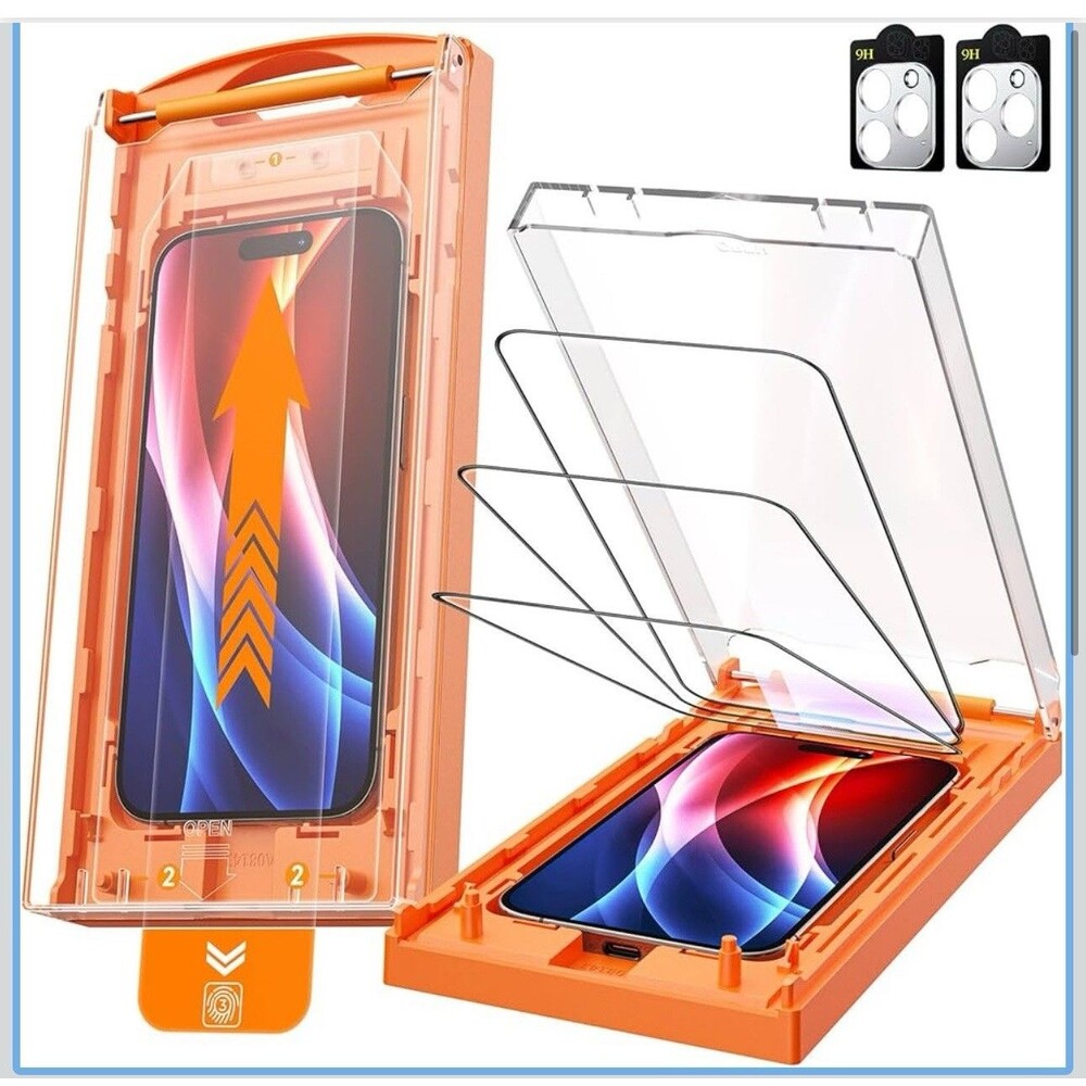 MRGLAS 3+2 Packs for iPhone 15 Pro Screen Protector 6.1 Camera Lens Protection